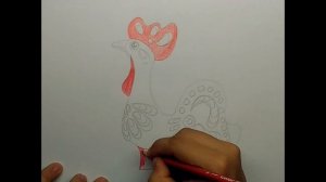 Как нарисовать дымковскую игрушку (петух) Дымковский петух
