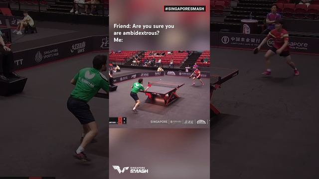 Watch for the hand switch, stay for the reaction 😮😮😮 #SingaporeSmash #PingPong #TableTennis