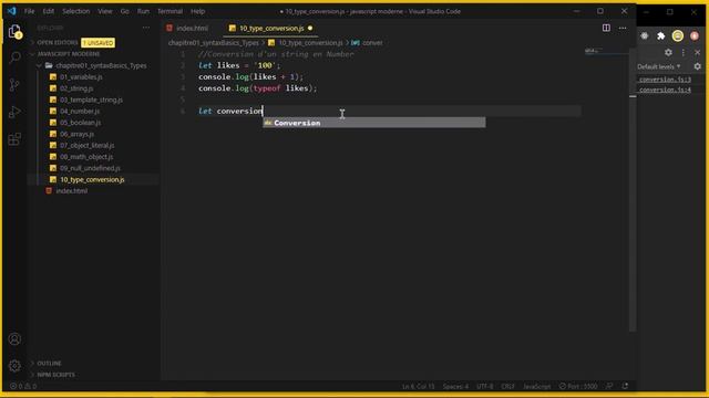 Javascript moderne (ES6 - ES11) #11 Comment faire la conversion de type String en Number [Tuto fr]
