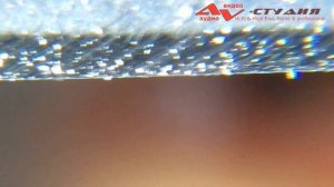 Заточка кухонного ножа водными камнями из оксида алюминия под микроскопом