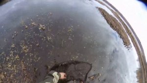 Как поймать живца сачком в большом карьере?