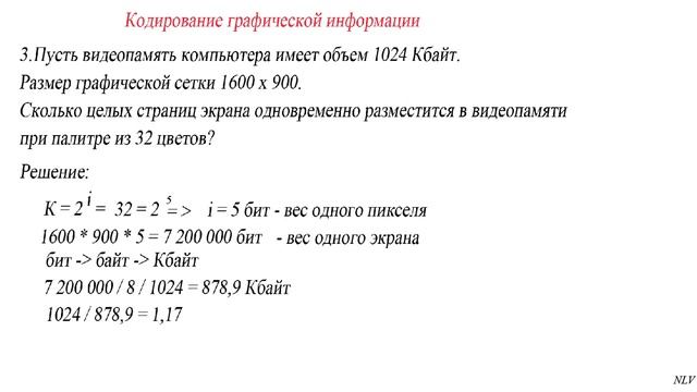 Кодирование графической и звуковой информации 7 класс