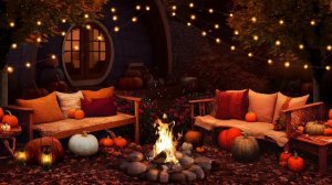 Cozy Autumn Fall Ambience - Fireplace sounds - Halloween Ambience