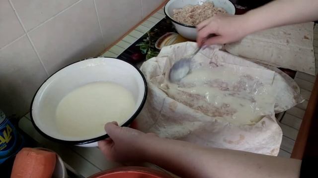 Мясной пирог из лаваша.