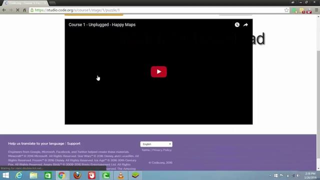 Code.org course 1, stage 1