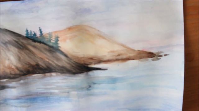 Как нарисовать горную реку и горы акварелью /art make смотреть онлайн