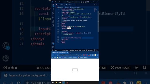 Input color change background #frontend #html #javascript #js #fronttips #begginers #input