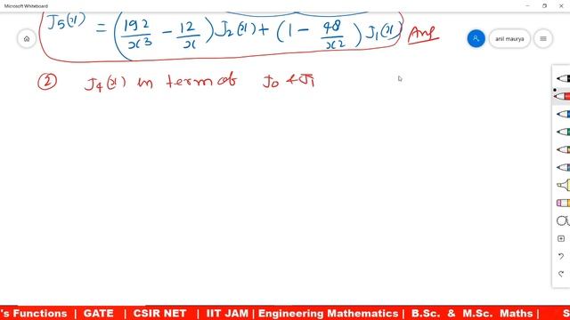 #08 Relation between two Bessel function of first kind | Express J5 in terms of J2,J1