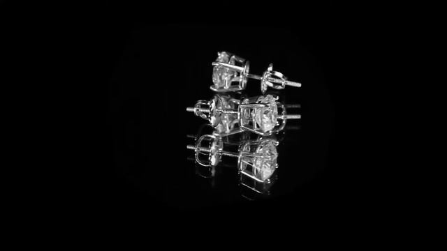 Серьги-пуссеты из белого золота с бриллиантами 2,05 карат смотреть онлайн