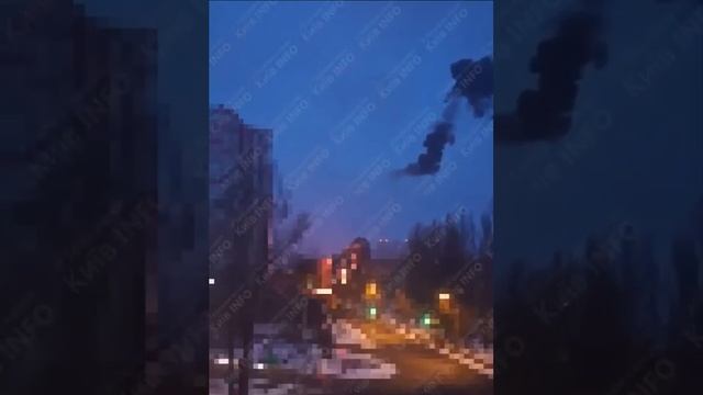 Падение части ракеты ПВО в Киеве утром