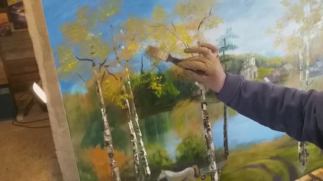 Большая картина на заказ. Пейзаж маслом