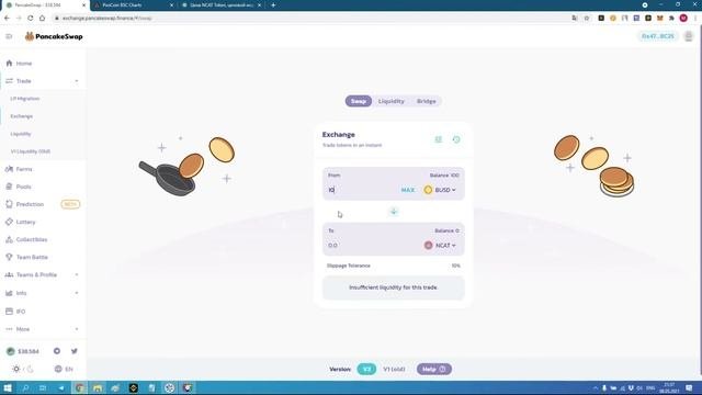 PanCake Swap - обзор (проскальзывание, обмен, график, комиссии)