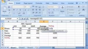 How to use the Average Function in Microsoft Excel 2007