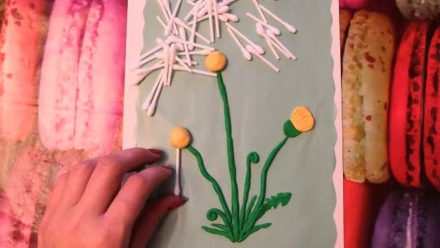 Одуванчик из ватных палочек и пластилина. смотреть онлайн