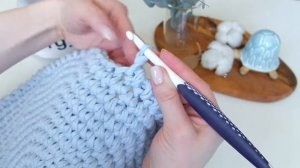 Вязание крючком из трикотажной пряжи.Рачий шаг.Обработка края крючком