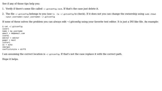 Ubuntu: Trouble setting up git error: could not lock config file смотреть онлайн