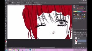 Coloring anime girl with red hair in Photoshop