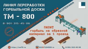 Технологический процесс работ на линии переработки горбыля ТМ-800