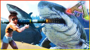 ARK Survival Evolved ПРИРУЧЕНИЕ МЕГАЛОДОНА, ДИКОЕ НАПАДЕНИЕ АКУЛ TAMING A MEGALODON 1080p60fps