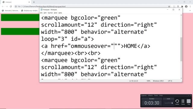 Scroll text stop and play HTML