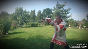 Славяно горицкая борьба.Отработка ударов рук на груше. Лёгкая тренировка с мечом.