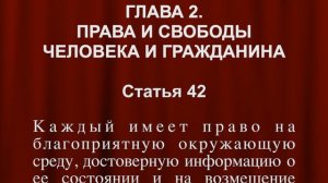 Каждый имеет право на благоприятную окружающую среду СТАТЬЯ 42 Конституции Российской Федерации