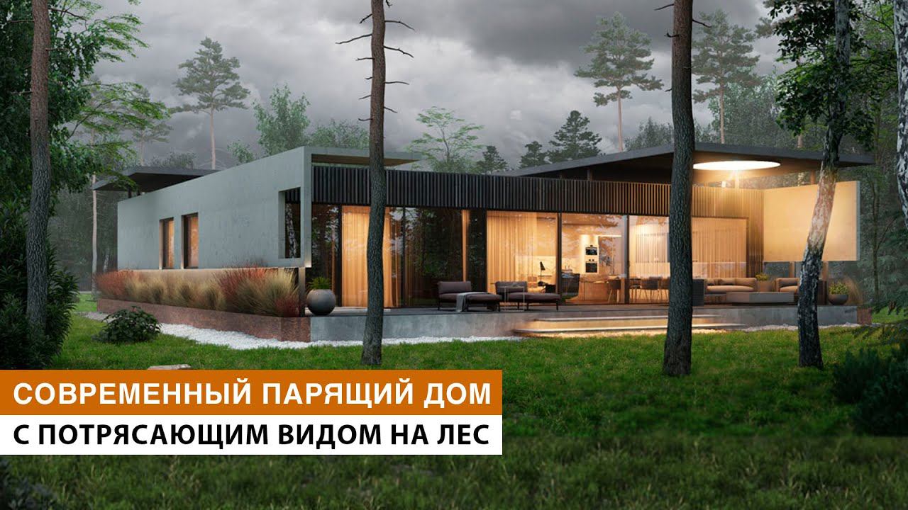 Обзор загородного каркасного дома в современном стиле с идеальным видом на лес и черным интерьером