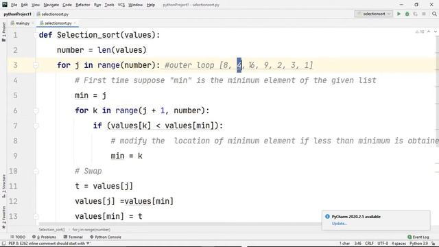 Tutorial 16 : Selection Sort using Python| Explained with Python programming