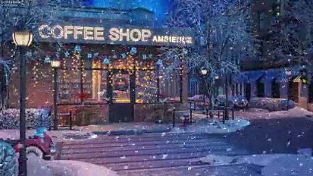 Snow Night Jazz with Winter Coffee Shop Ambience with Relaxing Jazz Music For Sleep, Work,