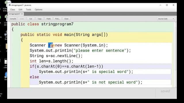 Java program to check whether a word is special word or not