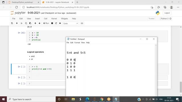 Operators-Concept | Python - Hands on Jupyter Notebook | Telugu Class |  Non-IT #ss5updates #python