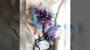 брошь мак из бисера шифона и пайеток