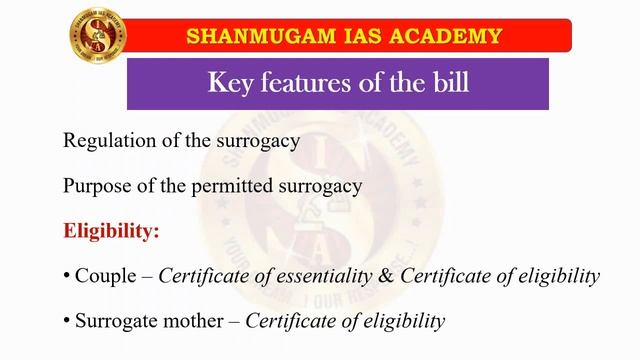 Surrogacy ( Regulation ) Bill , 2019 | Event Of the Day | Shanmugam IAS Academy In Coimbatore