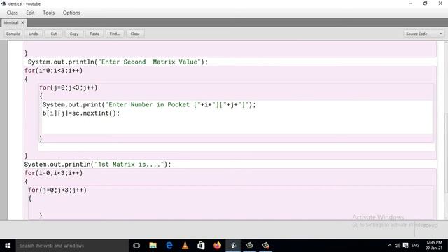 Java Program to Determine Whether Two Matrices Are Equal (Hindi)