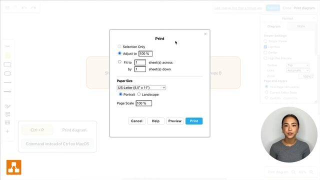 Shortcut #29 - How To Print Your Diagram In Draw.io