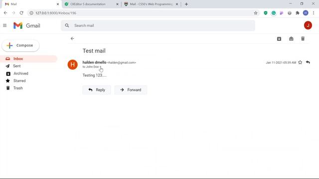Gmail Clone using Django and Bootstrap | CS50 Mail