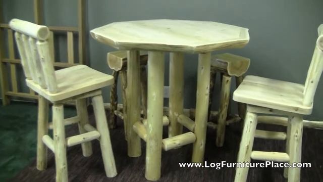 Cedar Lake Log Pub Table | Custom Cabin Furniture from JHE's Log Furniture Place смотреть онлайн