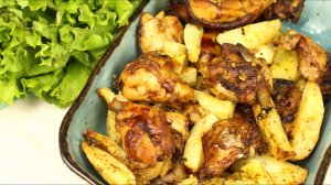 Курица как на мангале, запечённая с картошкой в духовке. Рецепт маринада.