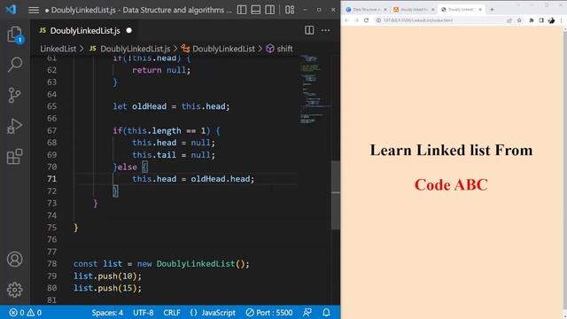 Data Structure and Algorithms#56 Doubly linked list in Javascript Bangla Shift Method Implementatio