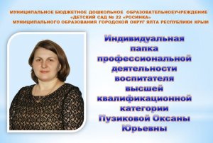 Индивидуальная папка профессиональной деятельности педагога Пузиковой О.Ю.