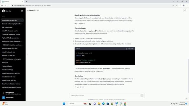 pip install ipykernel