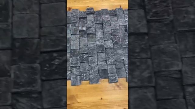 Плитка мозаика винтажная для бани и сауны из природного серого камня талькохлорита-талькомагнезита.
