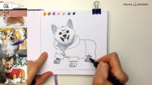 Как нарисовать щенка корги? / Урок по рисованию маркерами для новичков #33