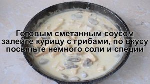 КАК ПОТУШИТЬ КУРИНОЕ ФИЛЕ С ШАМПИНЬОНАМИ? Нежное куриное филе с шампиньонами на сковороде в сметане