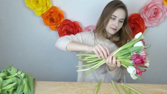 HOW TO WRAP A BOUQUET 8 MARCH TULIPS BOUQUET DIY