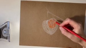 Как легко нарисовать Физалис цветными карандашами.