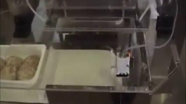 Автоматический запайщик лотков PAO-Q (упаковка котлет).mp4