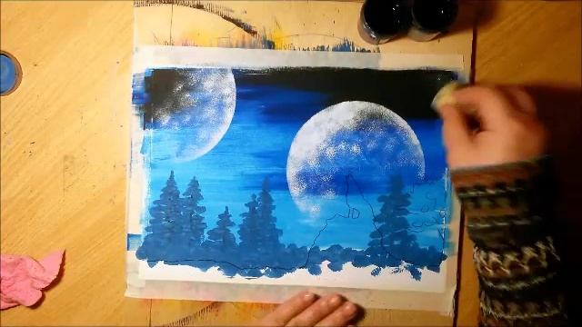 Видео урок рисуем легко и быстро картину гуашью "Волк" to quickly and easily draw gouache painting. смотреть онлайн
