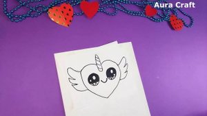 Как нарисовать  СЕРДЕЧКО Единорог с крыльями / Простые рисунки на день Святого Валентина