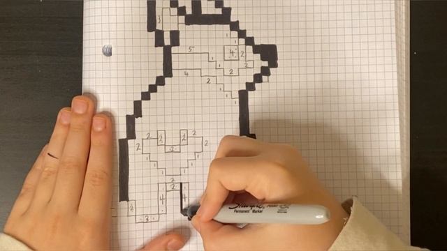 Как нарисовать щенка Корги по клеточкам в тетради - #pixelart #pixel #пиксельарт #корги